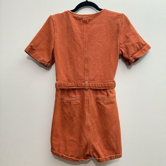 Monokrom Women’s UK 12 Orange Denim Belted Zip Up Romper Swifties Showgirl Us 8 - Picture 6 of 11